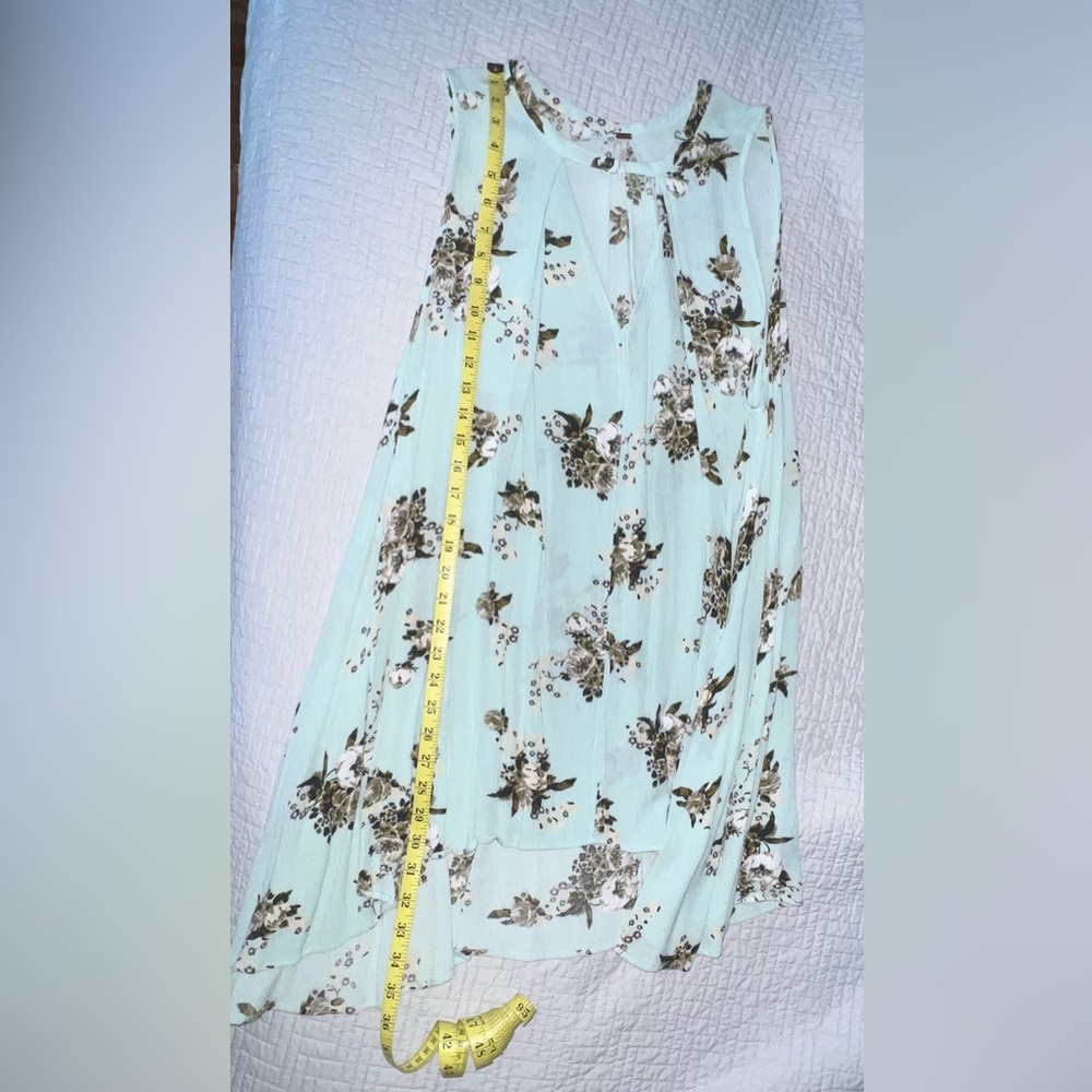 💞Price Drop! Free People Blue Green Swing Floral Tunic Short Casual Dress - MED - Picture 8 of 9